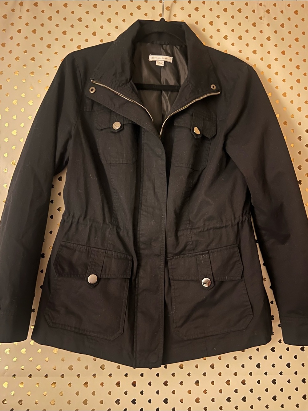 New York & Company Black Utility Jacket with Snap Pockets